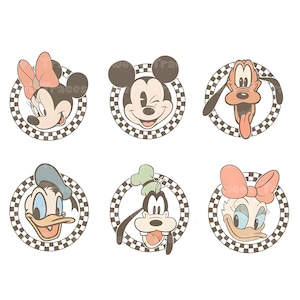 Pacchetto png a scacchi retrò di Mikey mouse, Mouse e amici Png, Silhouette di Mouse e amici, File PNG di mouse retrò per sublimazione
