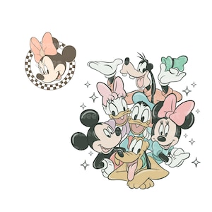 Pacchetto png a scacchi retrò di Mikey mouse, Mouse e amici Png, Silhouette di Mouse e amici, File PNG di mouse retrò per sublimazione