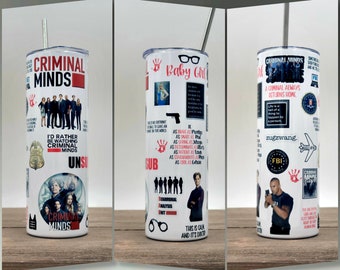 Criminal Minds Tumbler, Criminal Minds Printed Tumbler, True Crime, Caffeine and Crime Shows, 20oz Tumbler