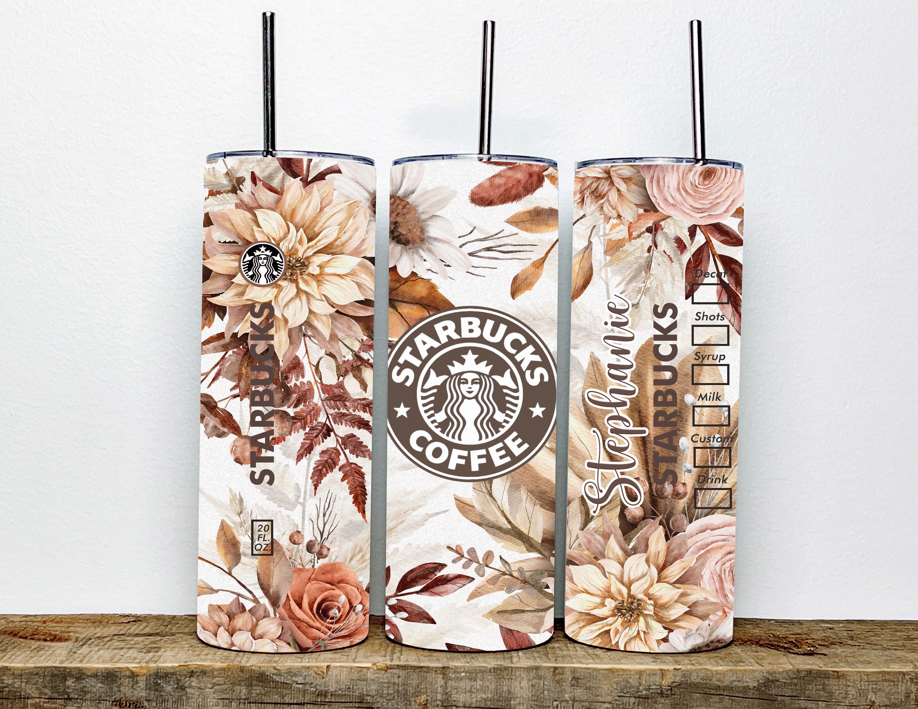 Personalized Starbucks Tumbler Flower Design – MissMomentos