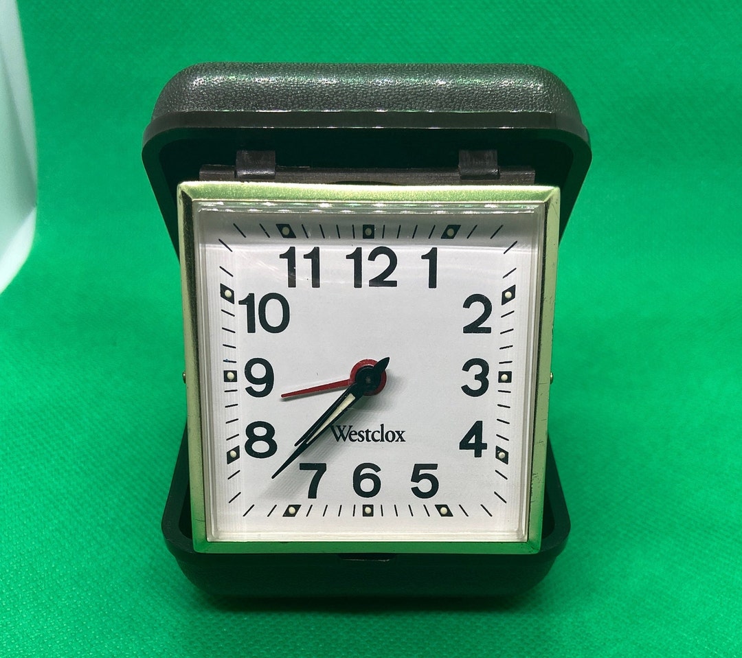 Vintage WESTCLOX Travel Alarm Clock Hard Shell Case Etsy