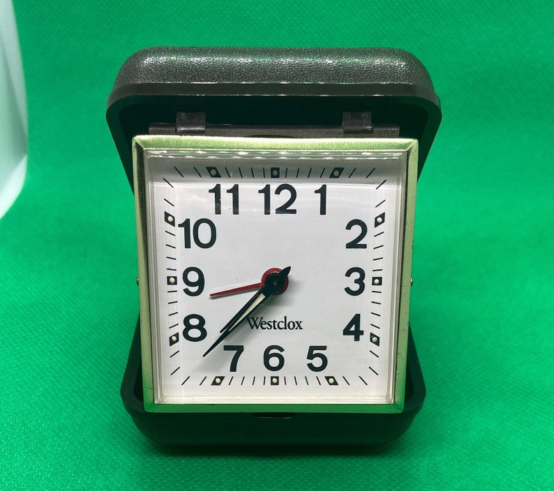 Vintage WESTCLOX Travel Alarm Clock Hard Shell Case Etsy