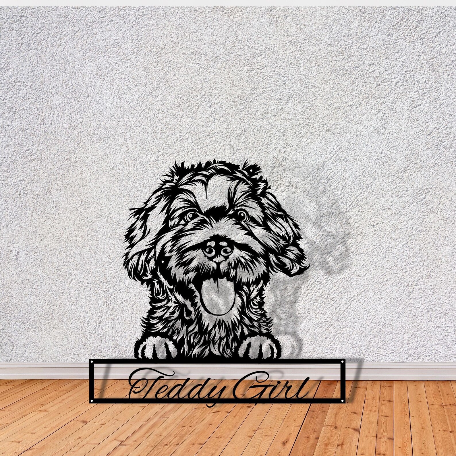 Metal Dog Silhouette Dog Name Sign Metal Dog Wall Art Decor Etsy