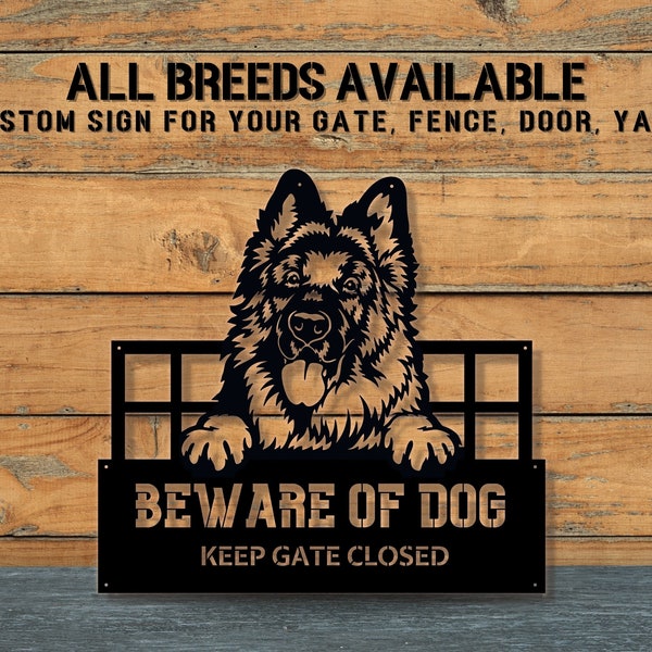 Beware of Dog Sign Keep Gate Closed Beware of Dogs Sign Custom Gate Fence Yard Dog Metal Warning Dog on Premises Sign Dog Planning Escape