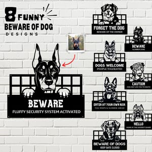 Beware of Dog Sign Gate Dog Warning Metal Plaque Fence Door Outdoor Photo Custom Realistic Be aware of Dogs Iron Sign Funny Guard Dog Steel