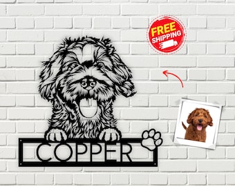 Custom Dog Metal Sign: Personalized Pet Name Iron Wall Art Decor, Made with Photo