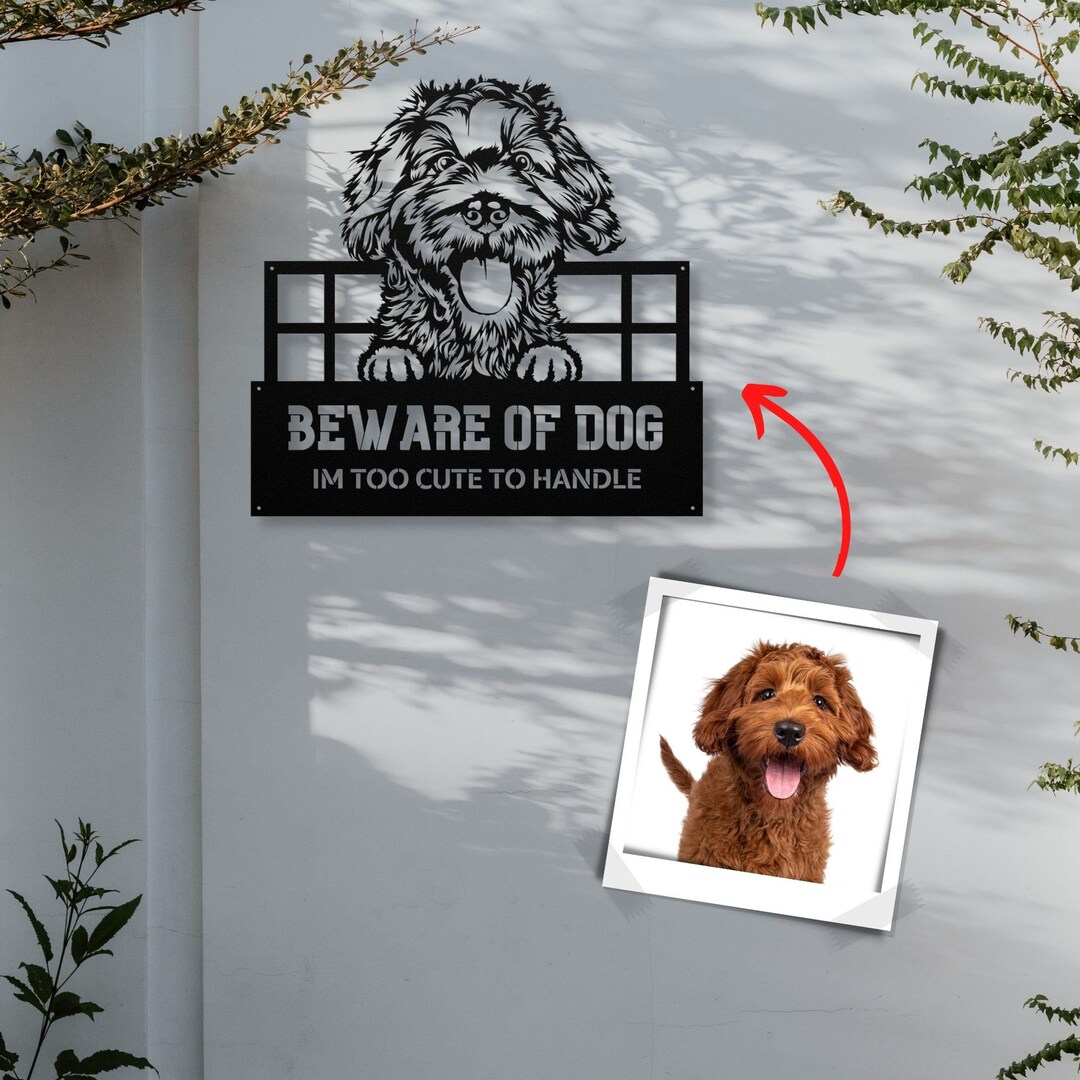 Dog Block Sign Custom Dog Photo Metal Sign – Beware of Dog Personalized Warning Sign ...