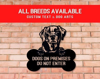 Custom Metal Dog Sign: Dogs on Premises, Beware of Dog