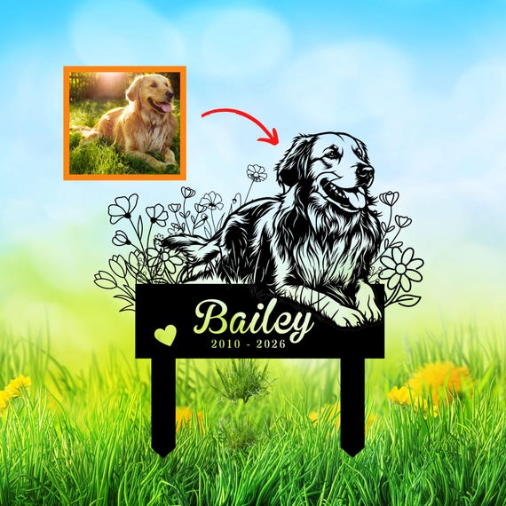Pet Loss Garden Sign, Dog Grave Marker, Personalized Dog Garden Sign, Custom Dog Memorial Stake