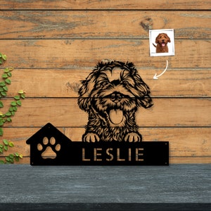 Custom Dog Name Silhouette Metal Signs Customized Dog Face Wall Art Decor Memorial Gift Personalised Dog Metal Art Best Gift for Dog Mom Dad