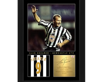 Alan Shearer Newcastle Legend Framed Display Gift with Reproduced Digital Signature