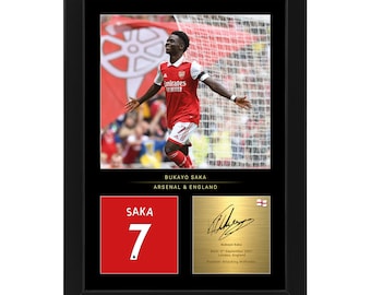 Bukayo Saka Framed Display Gift with Reproduced Digital Signature