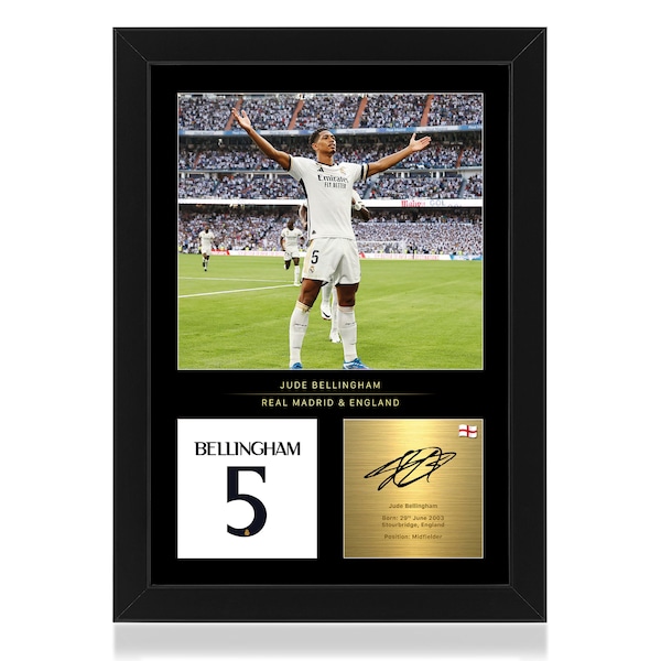 Jude Bellingham Framed Display Gift with Reproduced Digital Signature