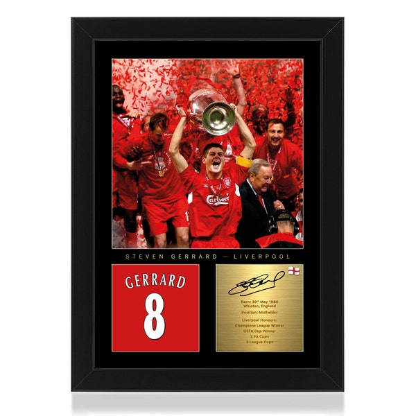 Steven Gerrard Liverpool Legend Framed Display Gift with Reproduced Digital Signature