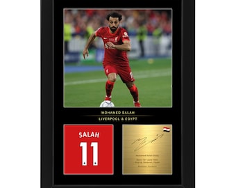 Mo Salah Framed Display Gift with Reproduced Digital Signature