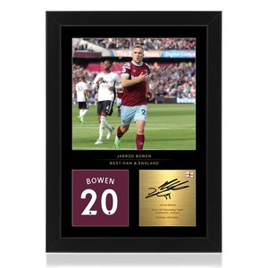 Jarrod Bowen gerahmtes Display Geschenk mit reproduzierter digitaler Signatur