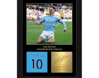 Jack Grealish gerahmtes Display-Geschenk mit reproduzierter digitaler Signatur