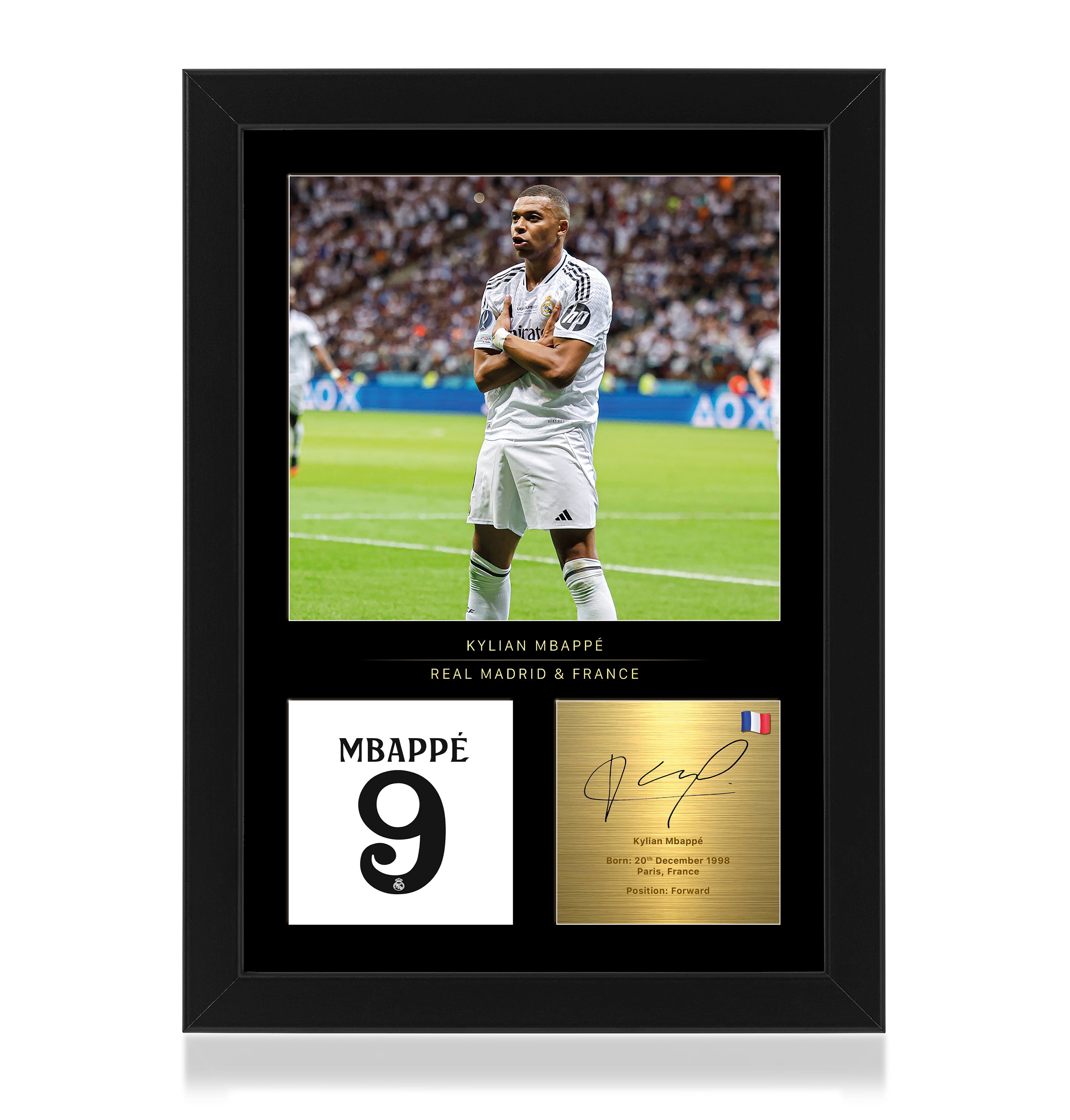 Kylian Mbappe Madrid Framed Display Gift With Reproduced Digital