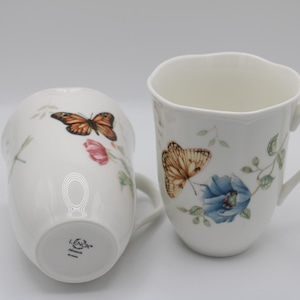 Vintage Lenox Butterfly Meadow &quot;Monarch&quot; & &quot;Fritillary&quot; Mugs, Pair of 2