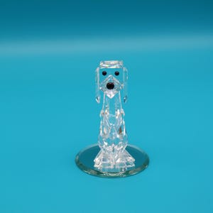 Vintage Swarovski Crystal Dog Figurine with Round Flat Mirror Removeable Stand