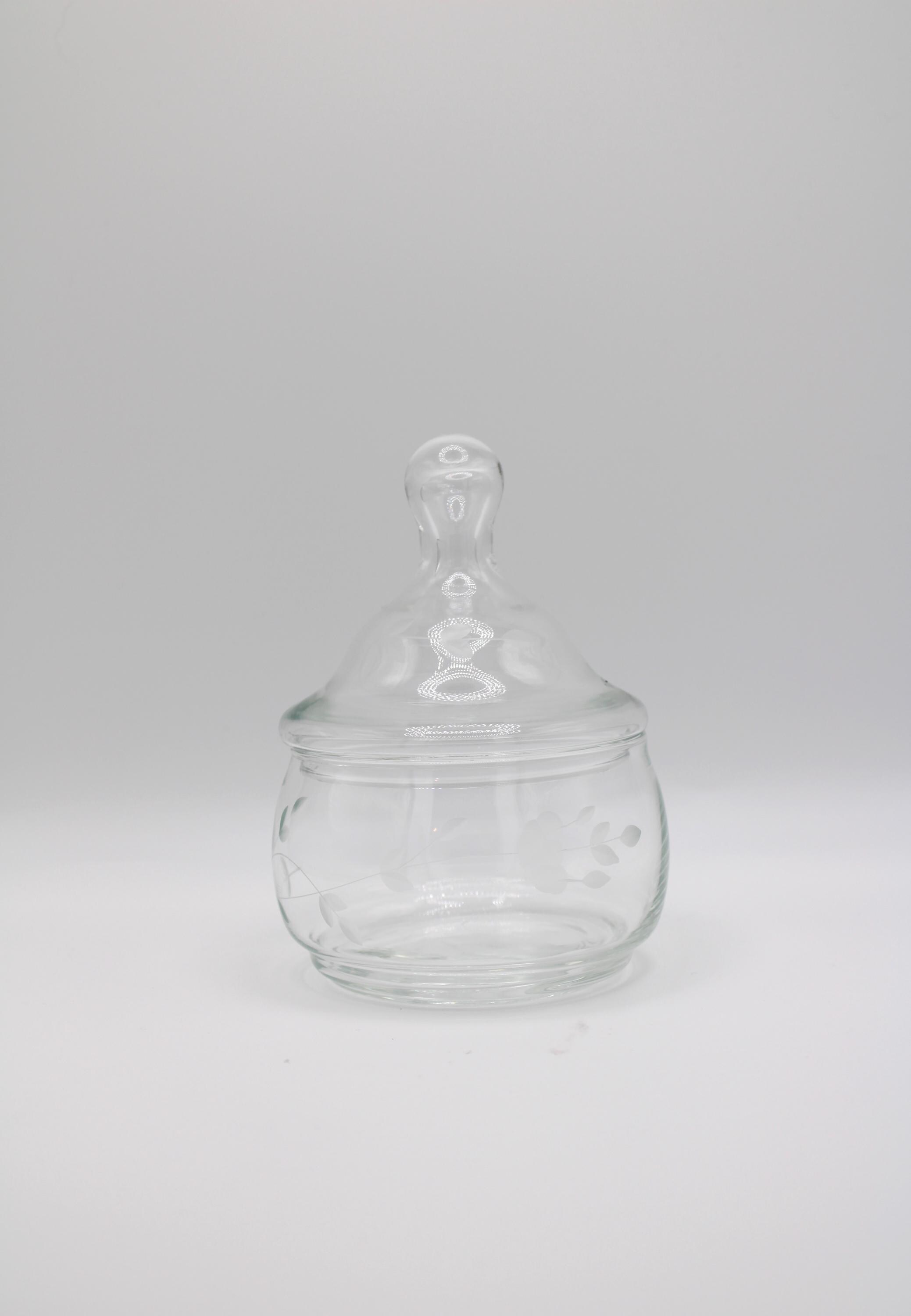 Vintage Princess House Heritage Floral Etched Glass Apothecary Jar