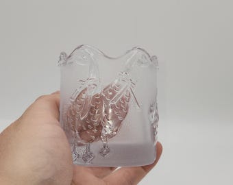 Vintage Farmhouse Geese with Bows Clear Glass Votive