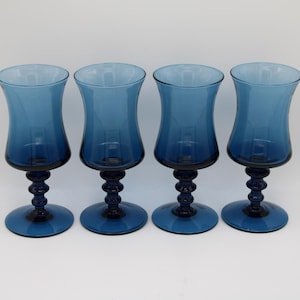 Vintage Colony Richmond Blue Wine Glasses, Set of 4