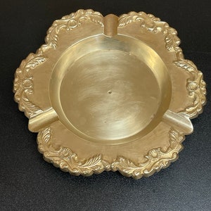 Vintage Brass Ashtray Scroll and Leaf Pattern make it look like a Flower Trinket Dish or Ashtray Cottage to Boho to Farmhouse