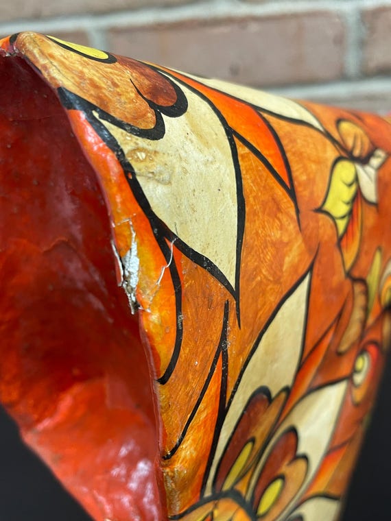 Artist Abelardo Ruiz Papier Mache Candle Holder Signed Mexican