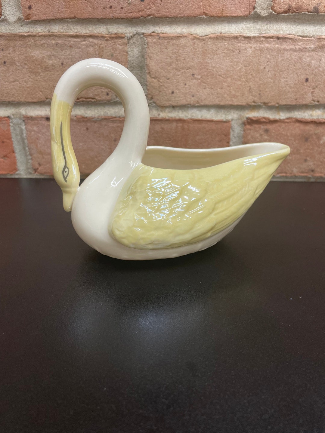 BELLEEK Swan Creamer Irish Porcelain High Luster Opalescent Yellow