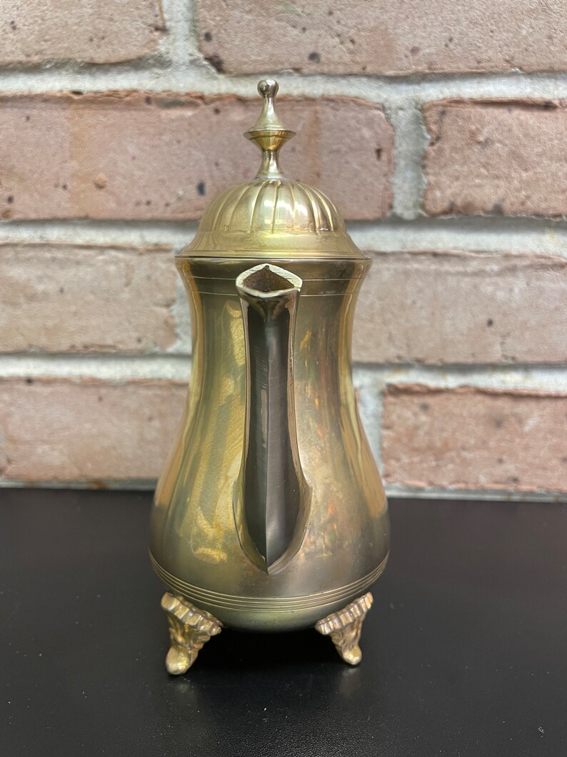 Vintage Brass Tea Pot or Coffee Pot With Hinged Lid Farmhouse Etsy