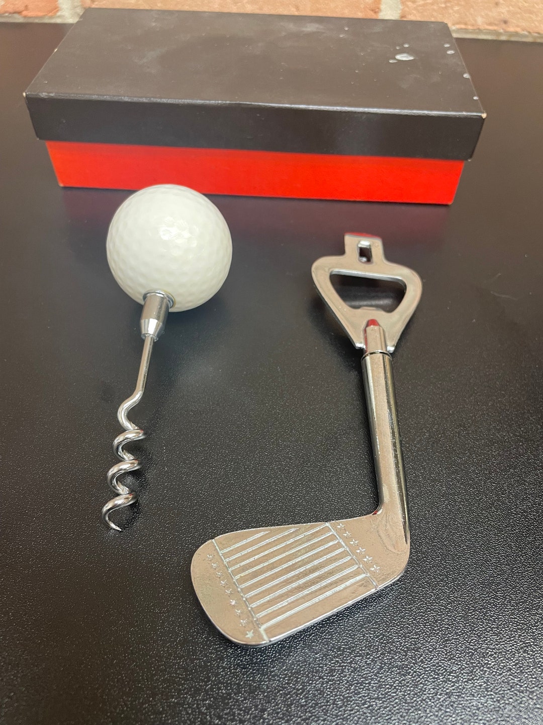 Vintage 60's 70's Barware Golf Ball Corkscrew and Putter Golf Club