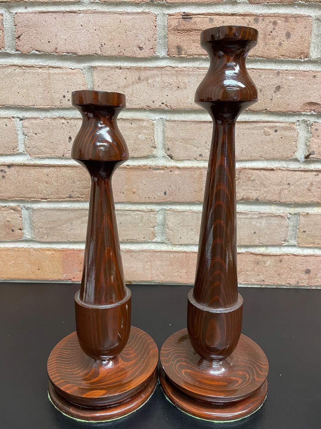 Vintage Wooden Candle Stick Taper Holders Curvy Wood Farmhouse to Boho ...
