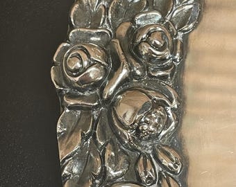 Vintage Square Silver Plated Serving Tray by Lunt  Ornate Floral Square Silver Plated Serving Tray Dish Siverplate Platter w/ Legs main image 0