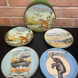 Vintage Small Plate Set from World Market 2004 Cordon Bleu Collection Charcuterie, Cheese, or Dessert Plates with Exotic Design Motifs