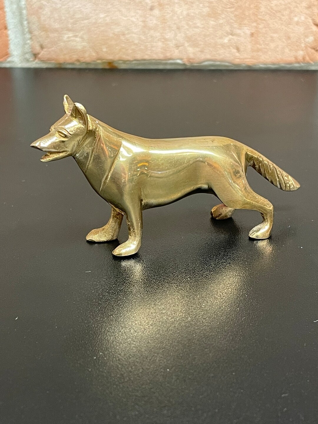 Vintage Brass Dog Figurine Maybe a Huskie or a German Shepard Etsy