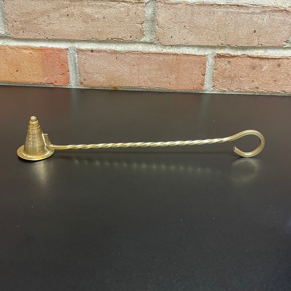 Vintage Brass Candle Snuffer with Long Handle Candle Extinguisher Witch Hat Shaped with Twisted Handle Retro Brass Candle Accessory