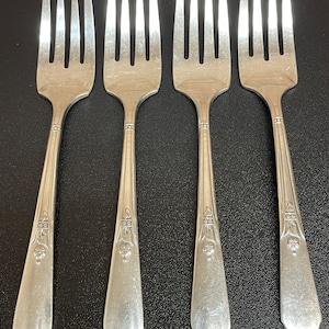 Vintage Silver Plated Set of 4 Forks marked Simeon L. & George H. Rogers Company XTra Oneida Limited  Silver Plate Forks 6 1/4 Inches Long