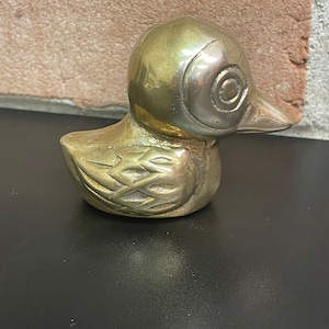 Vintage Brass Small Duck or Chick Duckling MCM Paperweight Nursery Shelf  or Dresser Decor Bathroom Duckie Vintage Spring Decor