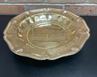Vintage Brass Footed Bowl Sleek Smooth Mid Century Style Kitchen Fruit Bowl or Coffee Table Decor MCM Modern Farmhouse 12 1/2 Diameter