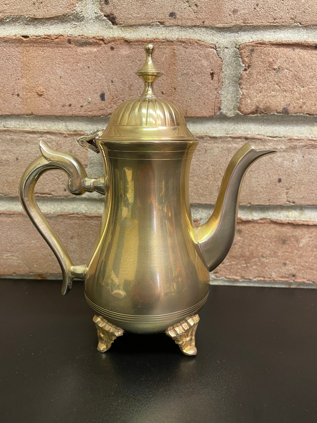 Vintage Brass Tea Pot or Coffee Pot With Hinged Lid Farmhouse Etsy