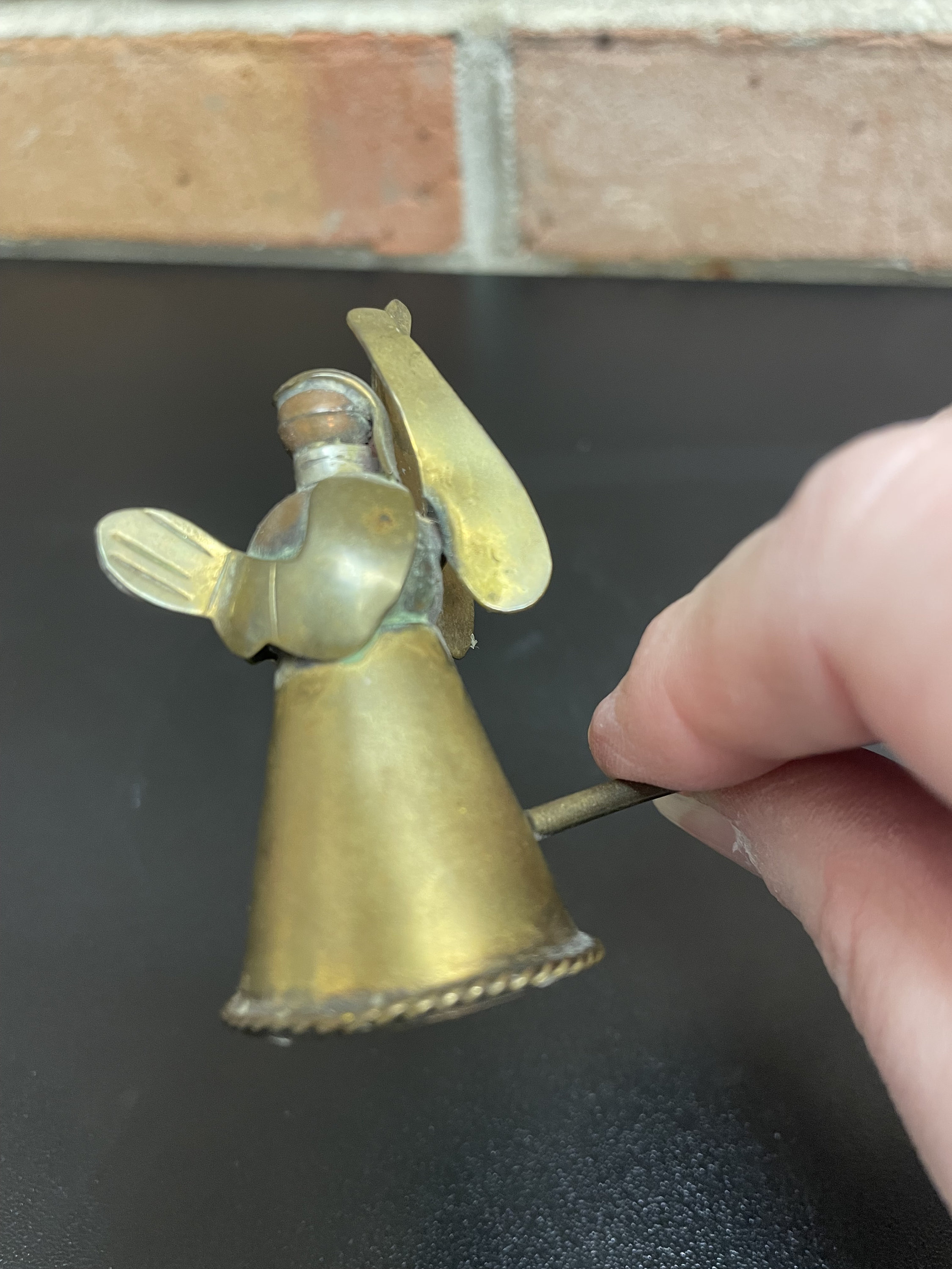Ancien éteignoir à Bougie En Laiton, Forme Clochette Avec Grelot, Vintage