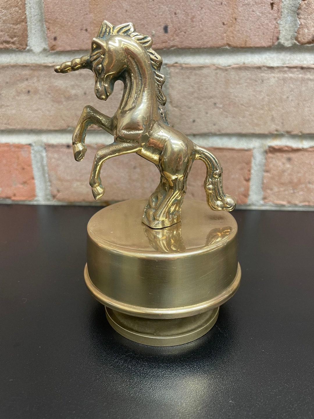 Rare Vintage Brass Unicorn Musical Figurine Music Box Plays Etsy