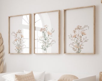 Wildflower Print Set, Baby Girl Wildflower Nursery, Floral Nursery Print, Boho Floral Nursery Decor, Baby Girl Nursery, Toddler Girl Nursery