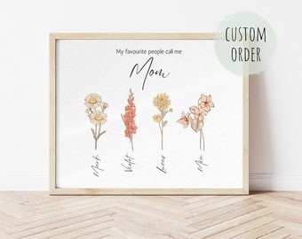 Birth Flower Gift for Mom, Birth Month Flower, Family Birth Flowers, Personal Birth Flower, Custom Flower Bunch, Digital Download