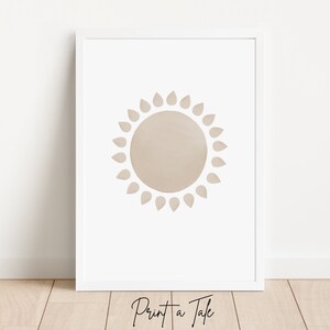 Moon Sun Cloud Nursery Wall Art, Set of 3 Watercolor Prints, Neutral ...