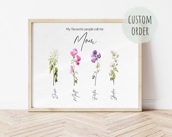 Birth Flower Gift for Mom, Birth Month Flower, Family Birth Flowers, Personal Birth Flower, Custom Flower Bunch, Digital Download
