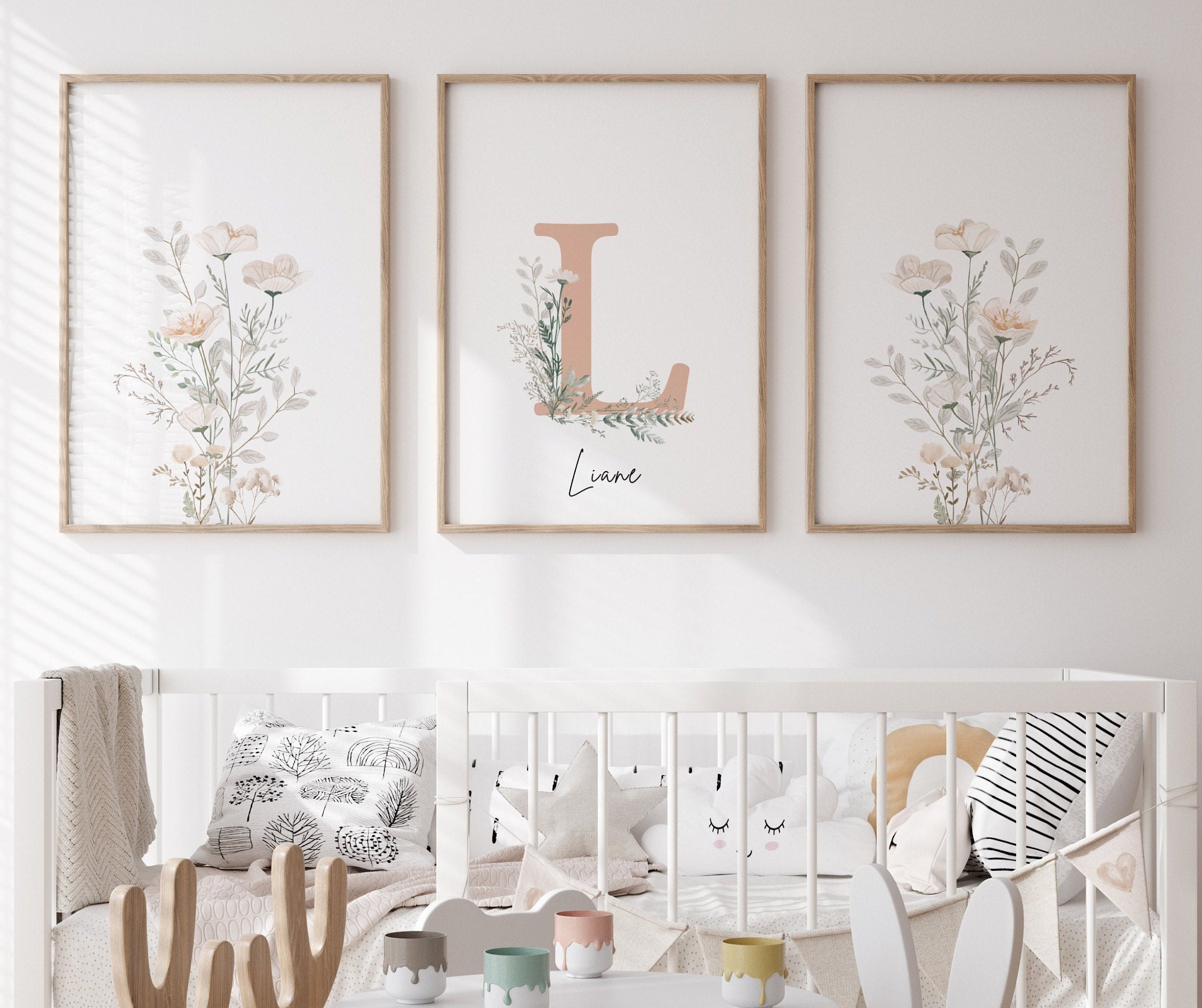 Custom Wildflower Print Set, Floral Name Letters, Baby Name Sign ...