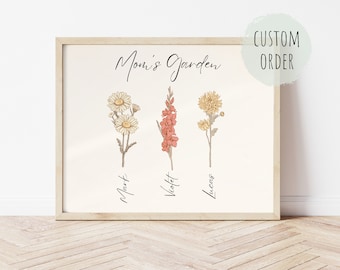 Birth Flower Gift for Mom, Birth Month Flower, Family Birth Flowers, Personal Birth Flower, Custom Flower Bunch, Digital Download