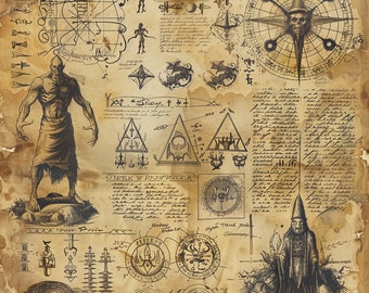 Páginas del libro del Necronomicón, recursos para juegos de rol, objetos de terror